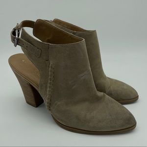 Franco Sarto Adesso Cream Suede Heeled Booties